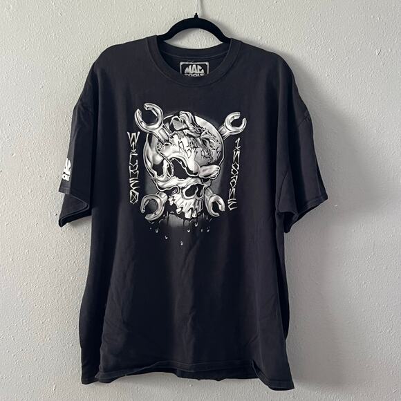VTG Mac Tools Wicked & Insane Skull Wrench Graphic T-Shirt Black 2XL Y2K Grunge - Picture 1 of 6